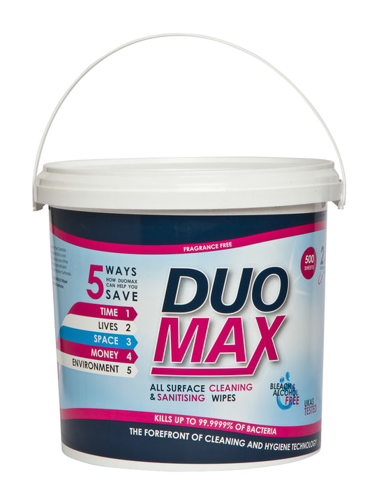 DuoMax All Surface Cleaning And Sanitising Wipes Fragrance Free - 500 pack